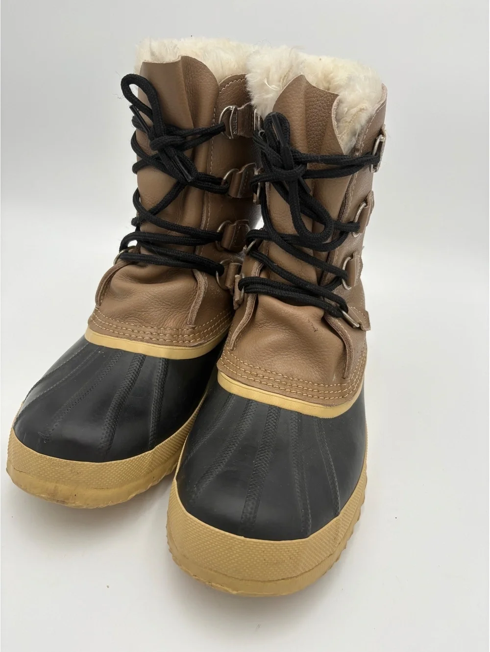 Sorel Women's Size 10 Winter Snow Boots Brown Black Faux Fur Lining Waterproof